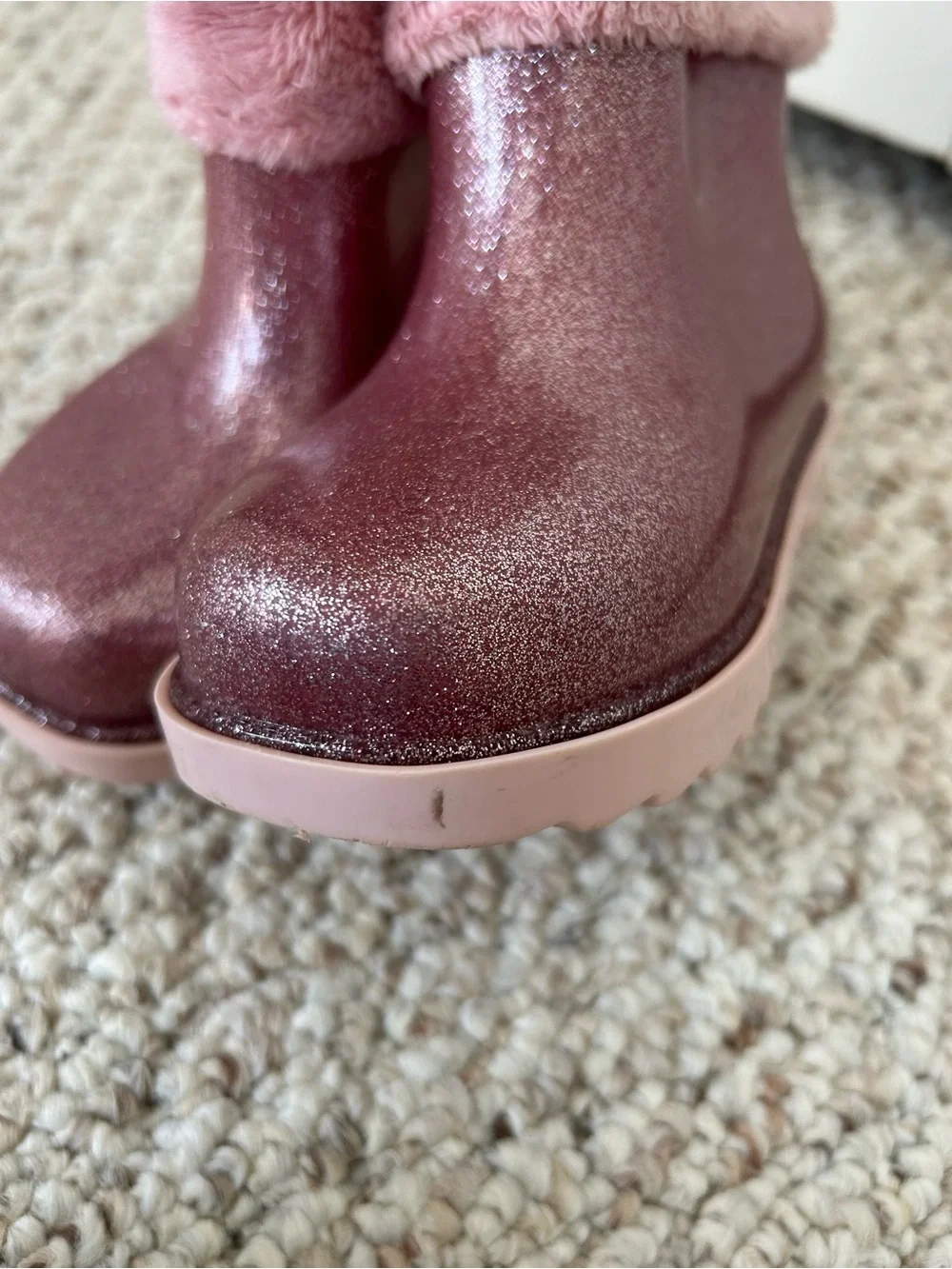 Mini Melissa girls pink glitter boots size 9 Fall Winter Back to School